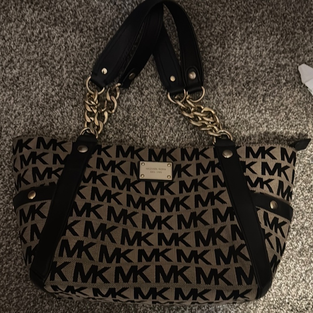 Michael Kors Black and Brown Tote Bag